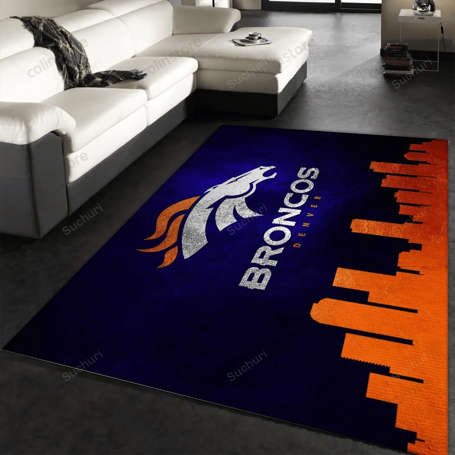 Denver Broncos Skyline Rectangle Area Rug Bedroom Home Decor Floor 733PP-7421