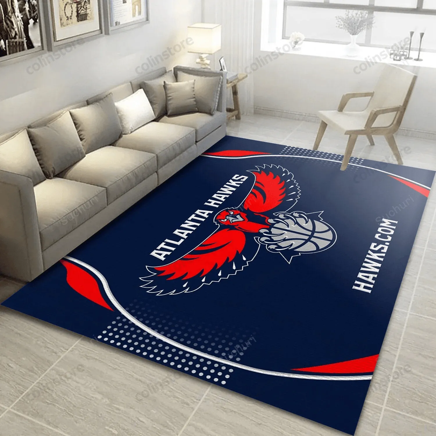 Atlanta Hawks Logo 3D Rectangle Area Rug Full Printing Living Room Bed Room Home Decor 408HT-3653