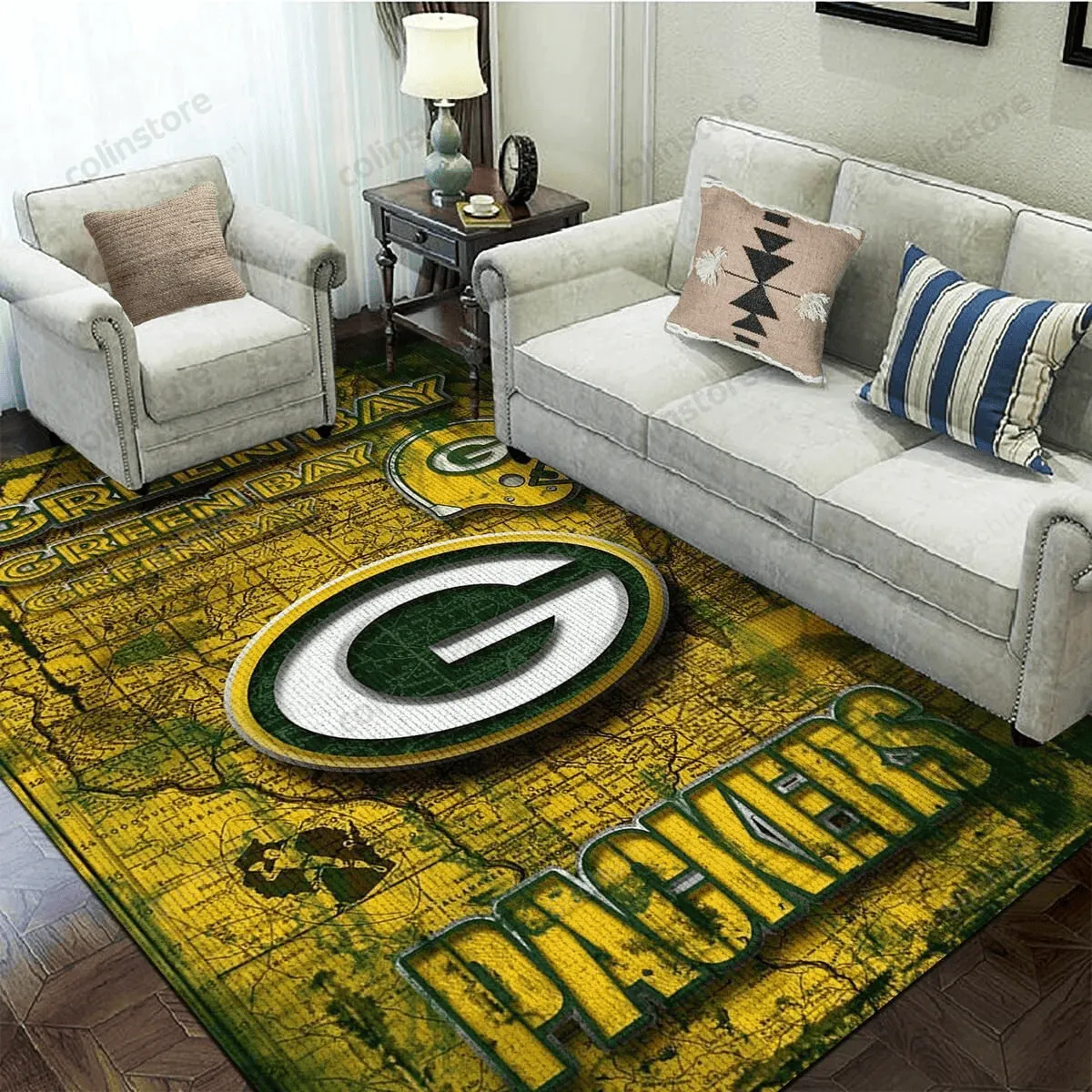 Green Bay Packers Rectangle Area Rug For Christmas Bedroom Rug Christmas Gift US 734BW-1625