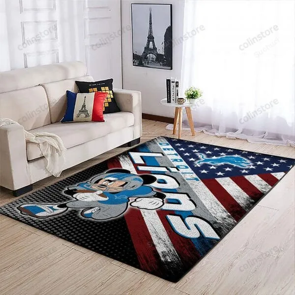 Mickey Mouse Disney Detroit Lions Living Room Carpet 3D Rectangle Area Rug Full Printing Living Room Bed Room Home Decor Carpet 105CR-9149