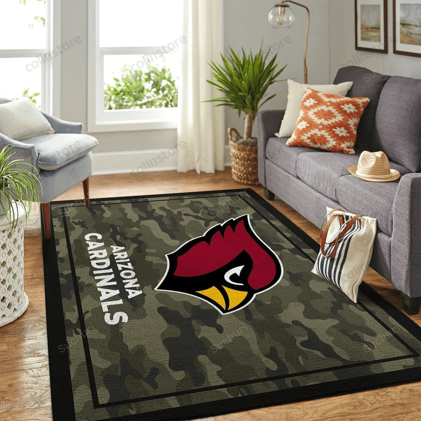 Arizona Cardinals Rectangle Area Rugs Camo Style Living Room Carpet Team Logo Home 210NC-1918