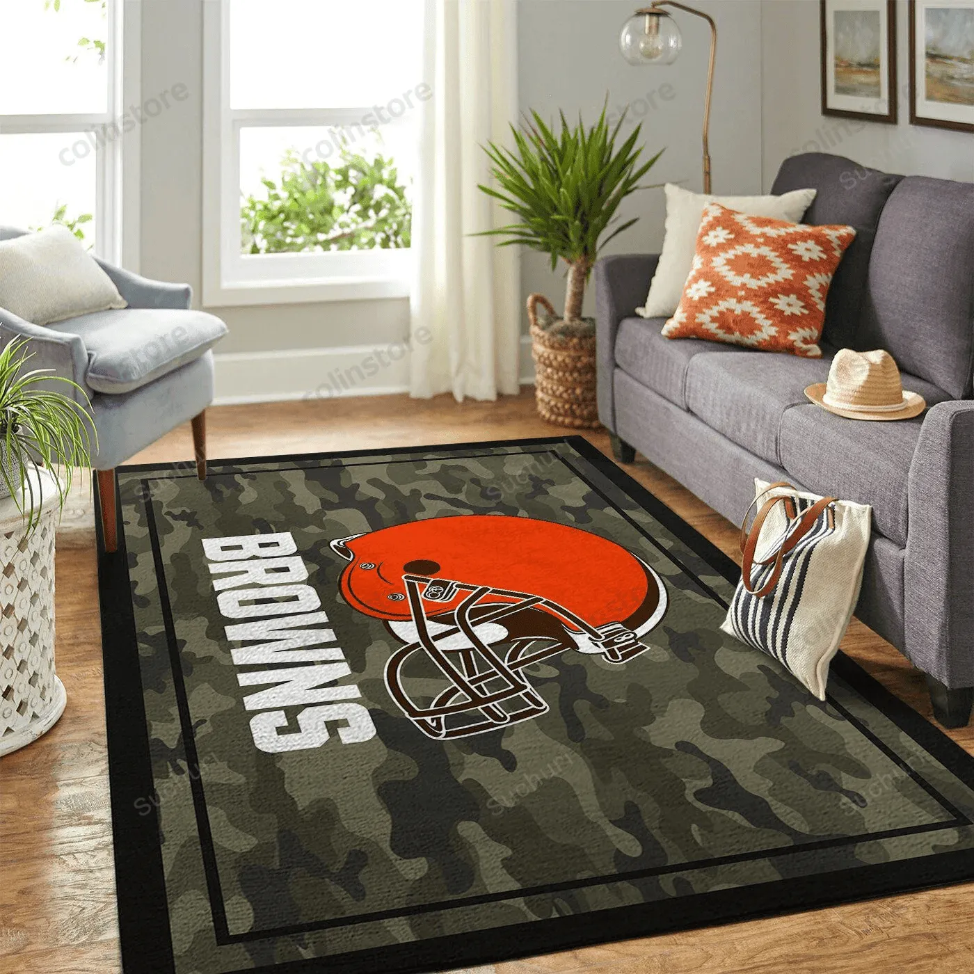 Cleveland Browns Team Logo Camo Style Nice Gift Home Decor Rectangle Area Rug 430SX-1778