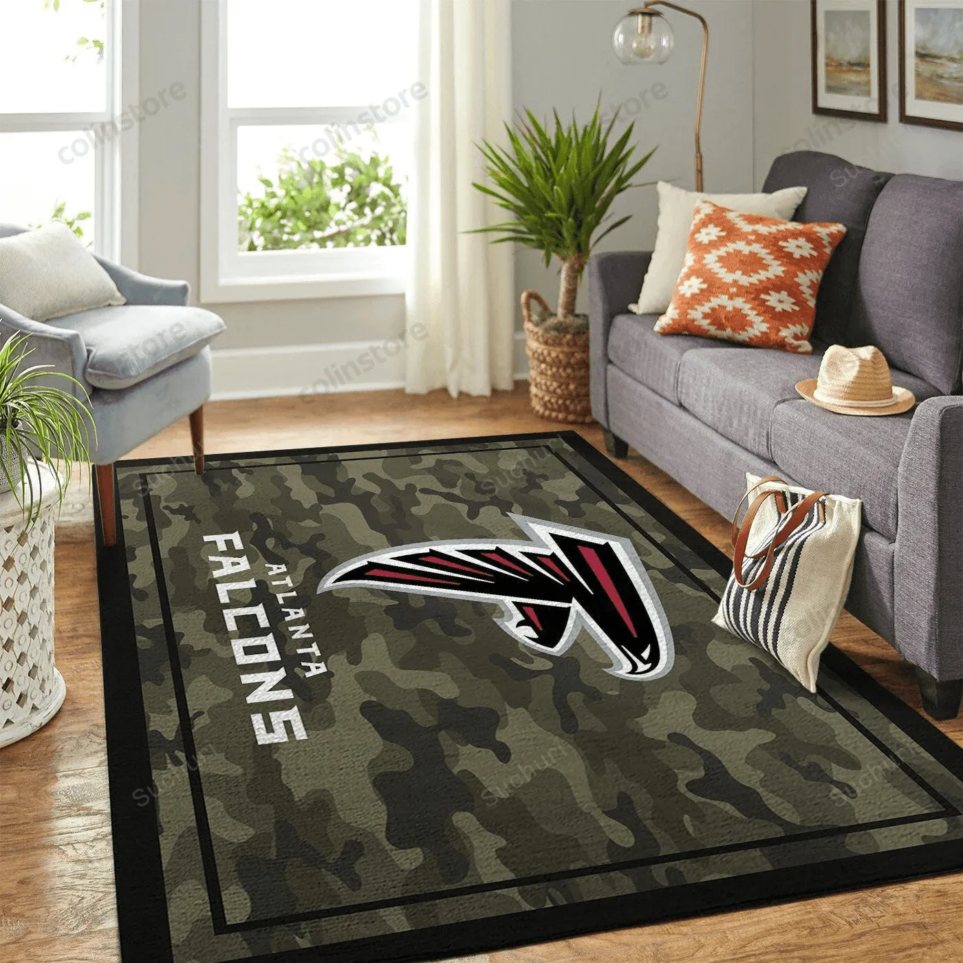Atlanta Falcons Team Logo Camo Style Nice Gift Home Decor Rectangle Area Rug 526XT-8304