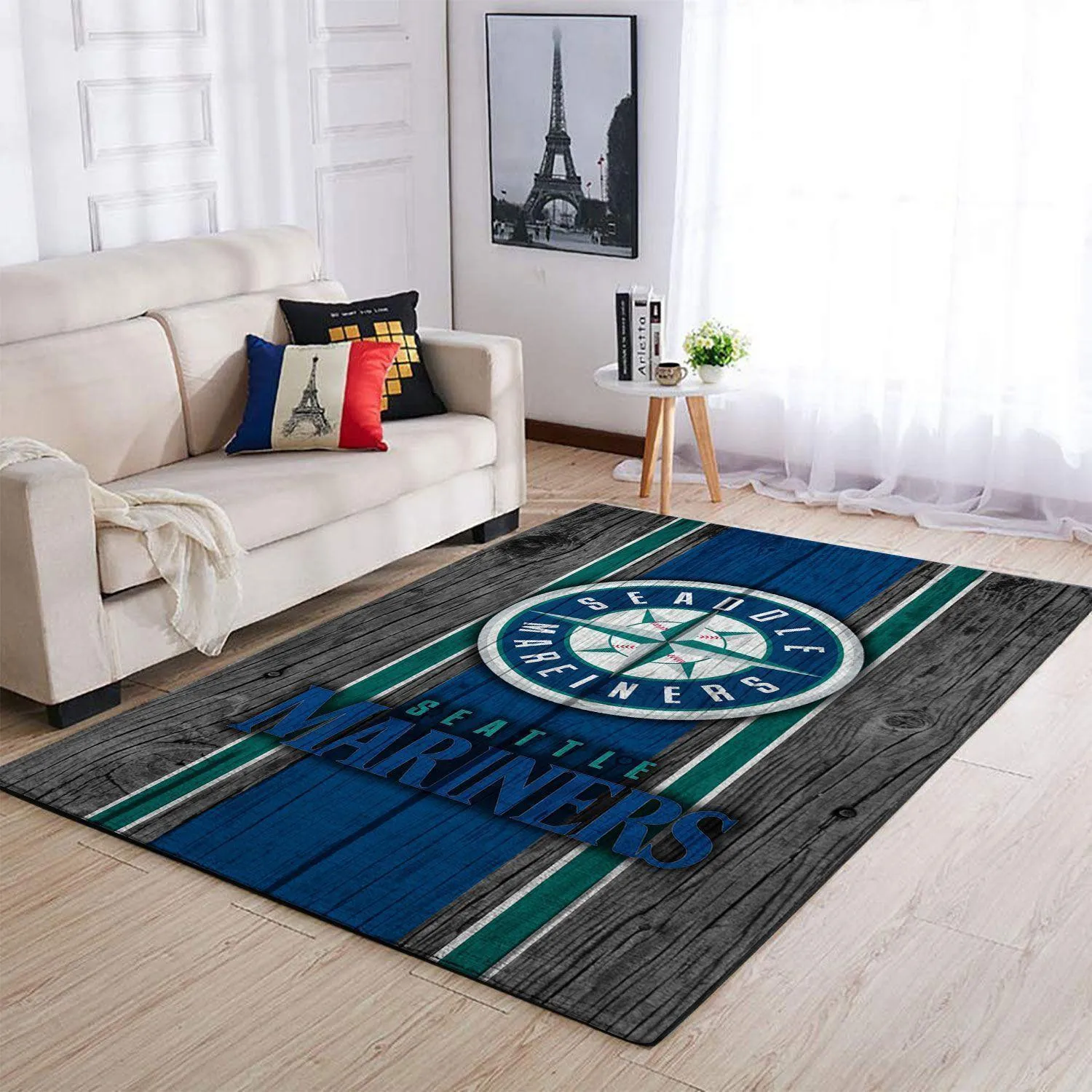 Seattle Mariners Wooden Area Rug MLB Baseball Team Logo Living Room 223XD-4927
