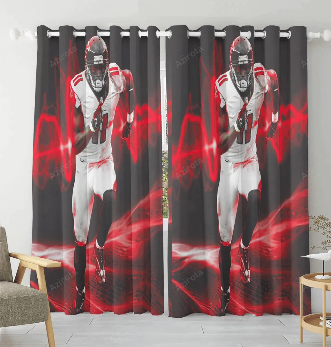 Atlanta Falcons Julio Jones 11 v7 Blackout Window Curtain 2 Panels For Living Room Bed Room Gift For Fan