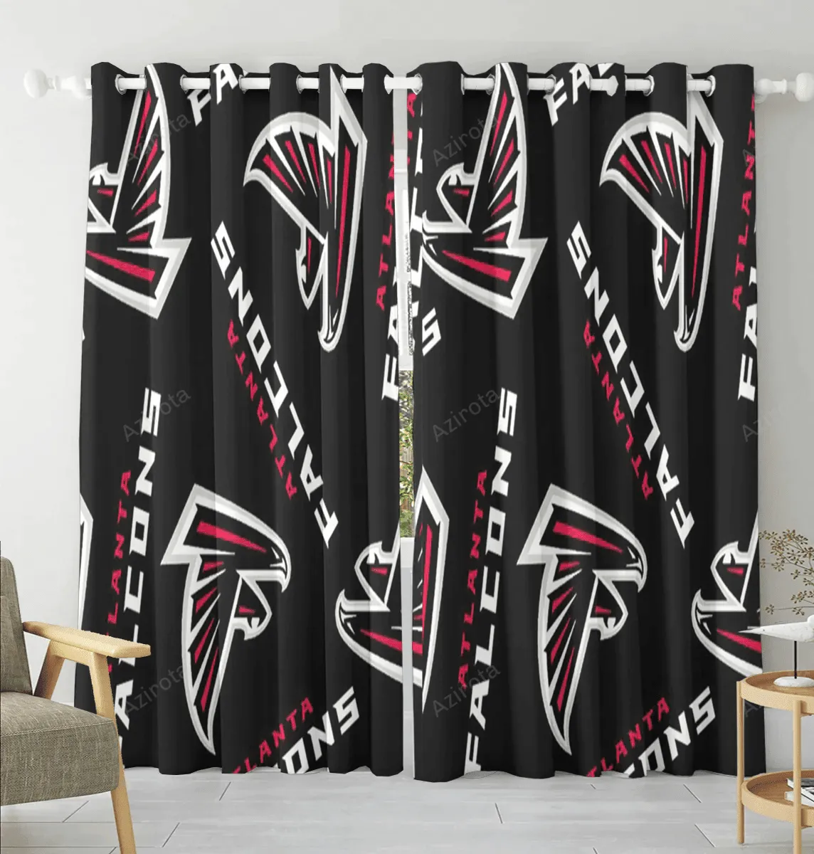 Atlanta Falcons Logo12 Blackout Window Curtain 2 Panels For Living Room Bed Room Gift For Fan