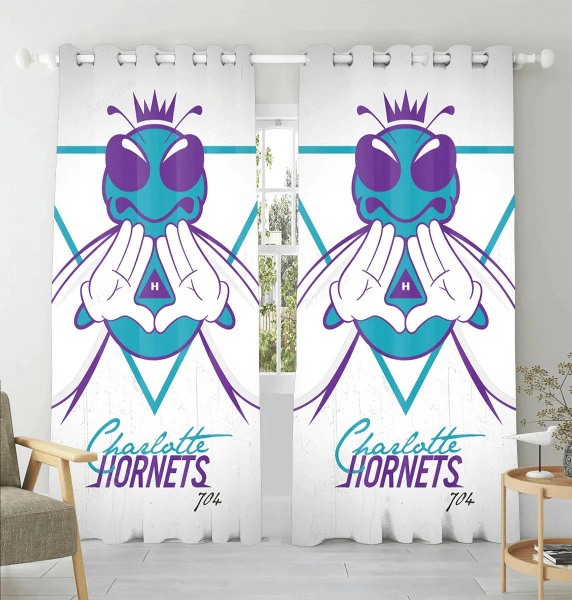 Charlotte Hornets Logo Triangle Window Curtain