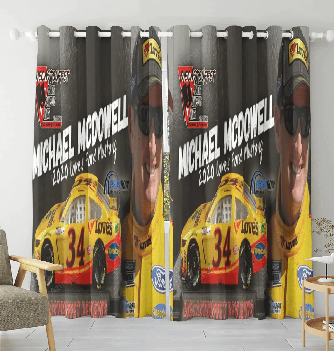 Front Row Motor s Mc Dowell2 Blackout Window Curtain 2 Panels For Living Room Bed Room Gift For Fan