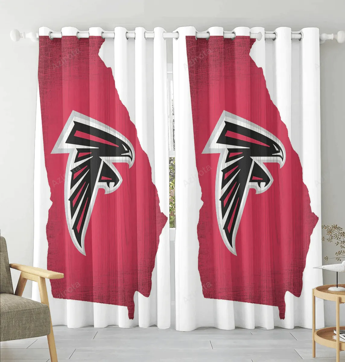 Atlanta Falcons Map2 Blackout Window Curtain 2 Panels For Living Room Bed Room Gift For Fan