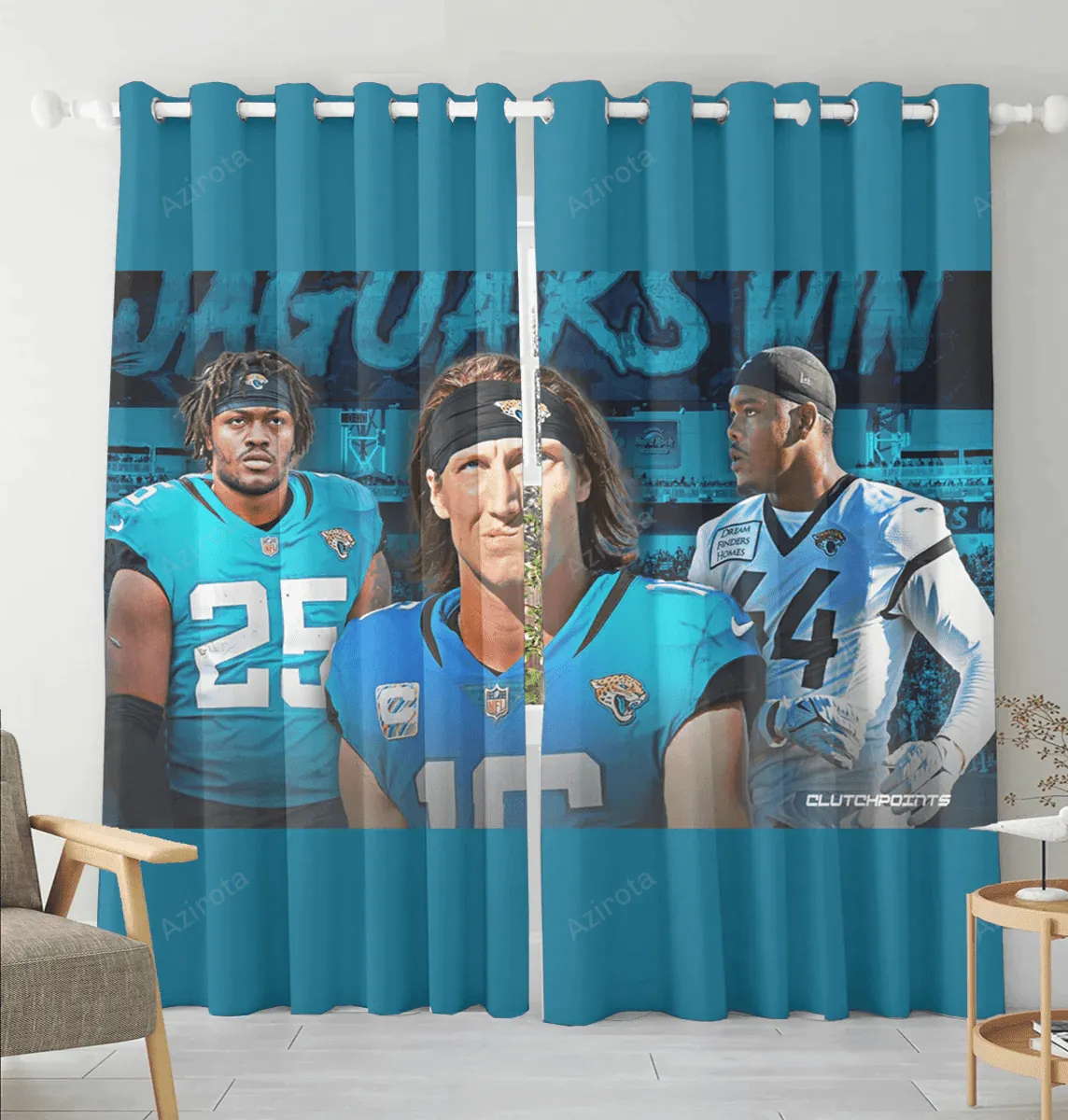 Jacksonville Jaguars Team v6 Blackout Window Curtain 2 Panels For Living Room Bed Room Gift For Fan