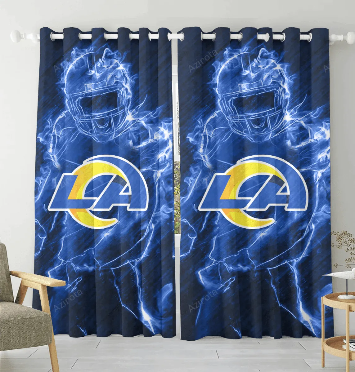 Los Angeles Rams Legend Blackout Window Curtain 2 Panels For Living Room Bed Room Gift For Fan