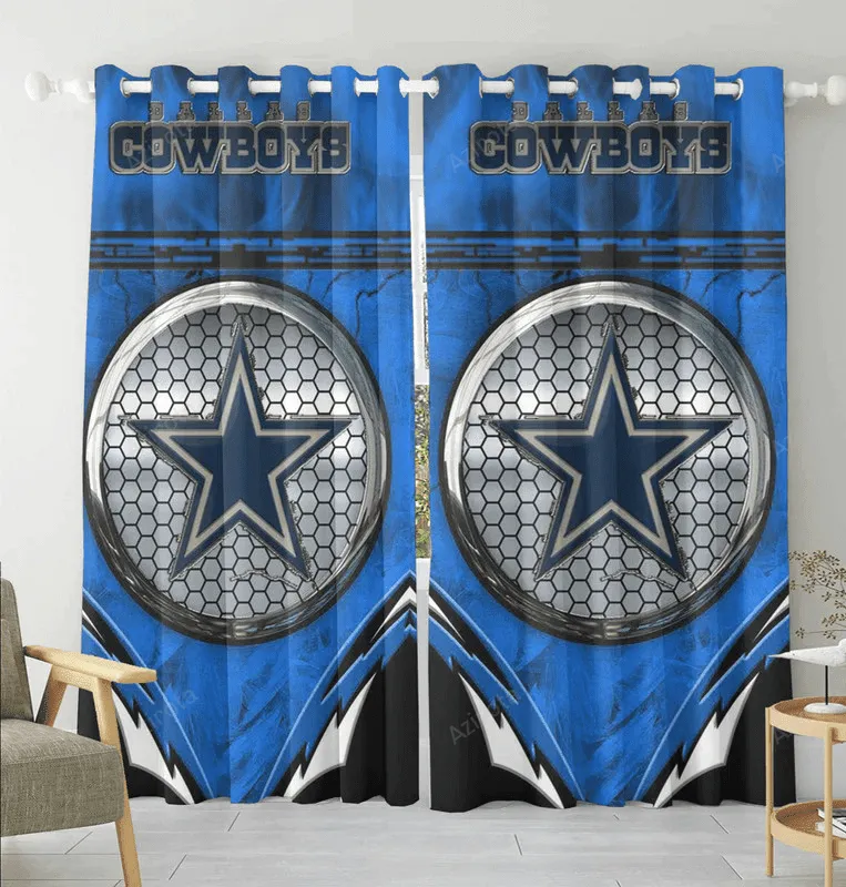 Dallas Cowboys Tear Metal Star Blackout Window Curtain 2 Panels For Living Room Bed Room Gift For Fan