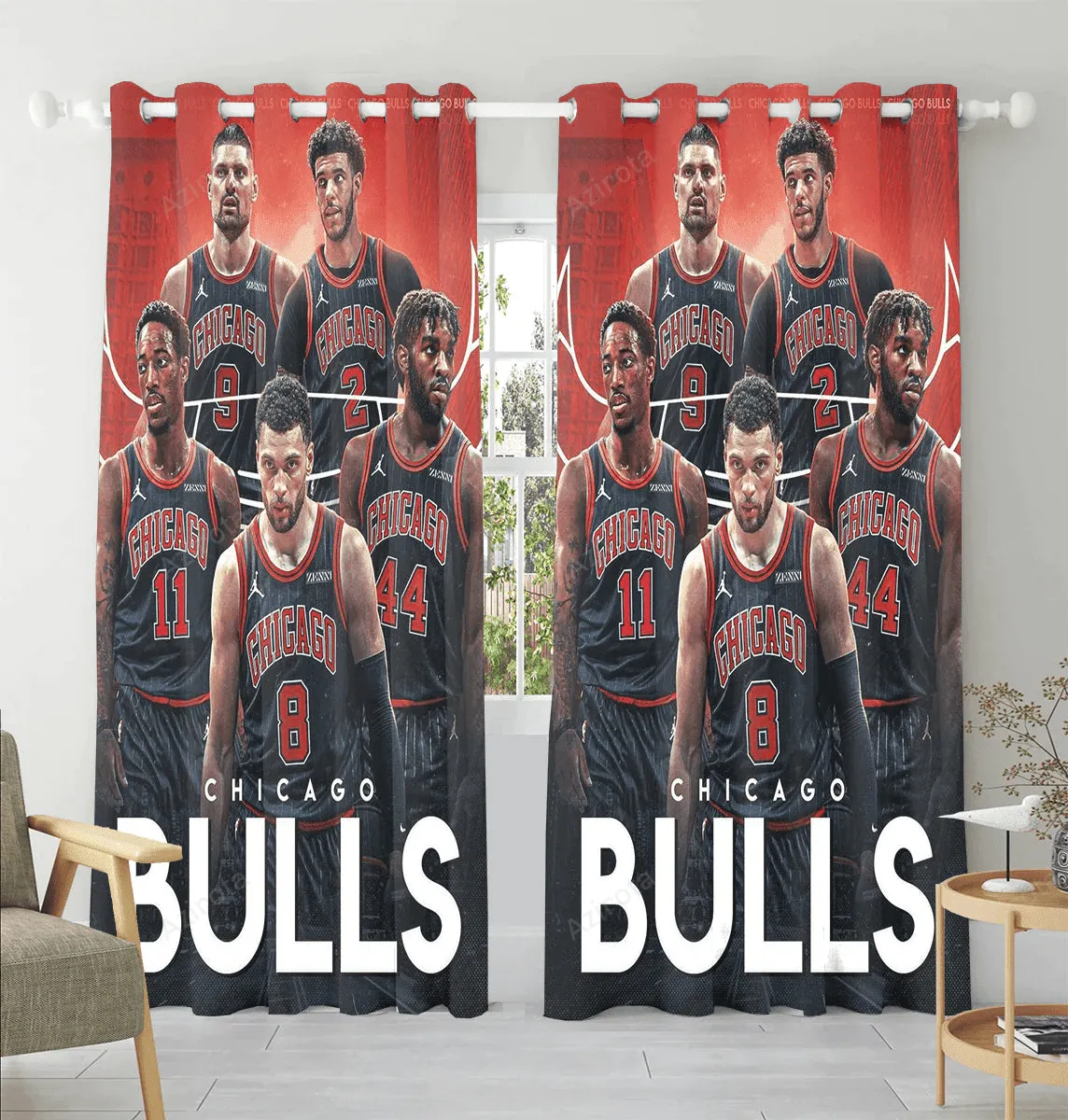Chicago Bulls Players v11 Window Curtain