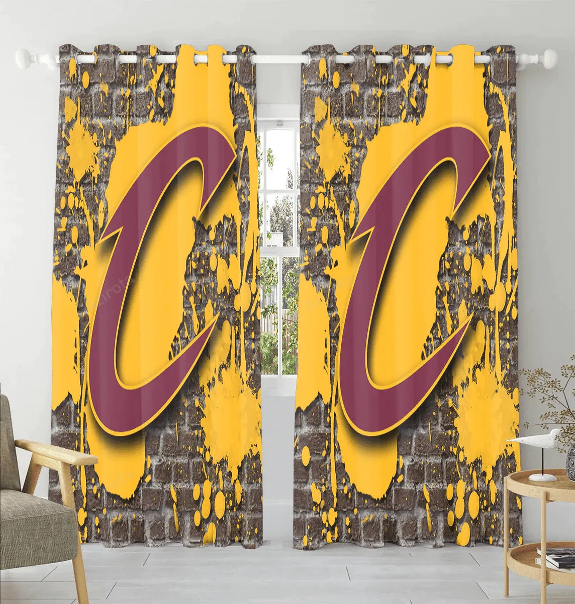 Cleveland Cavaliers Logo Splash On The Wall Window Curtain