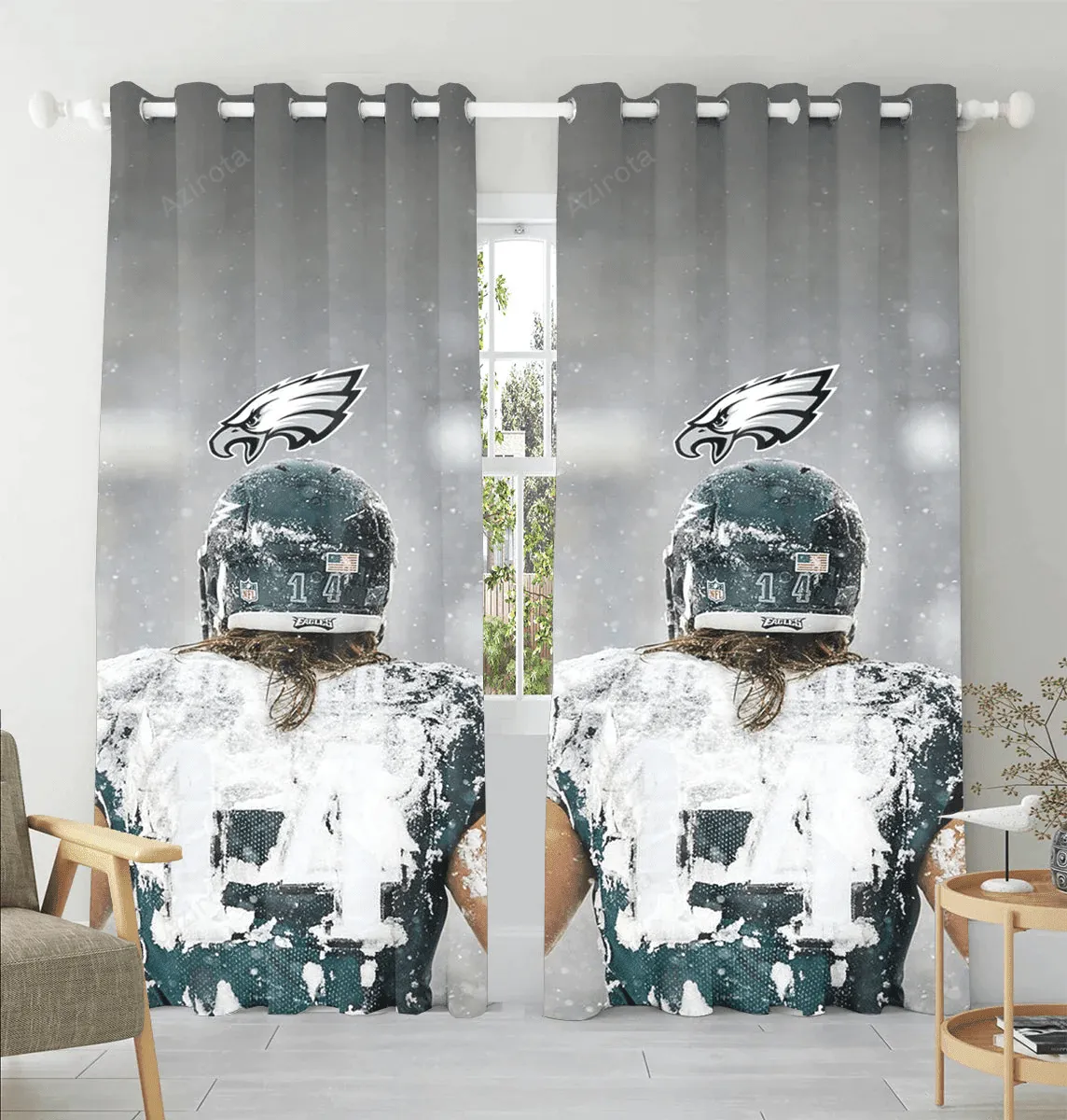 Philadelphia Eagles Player 9 Nick Foles v2 Blackout Window Curtain 2 Panels For Living Room Bed Room