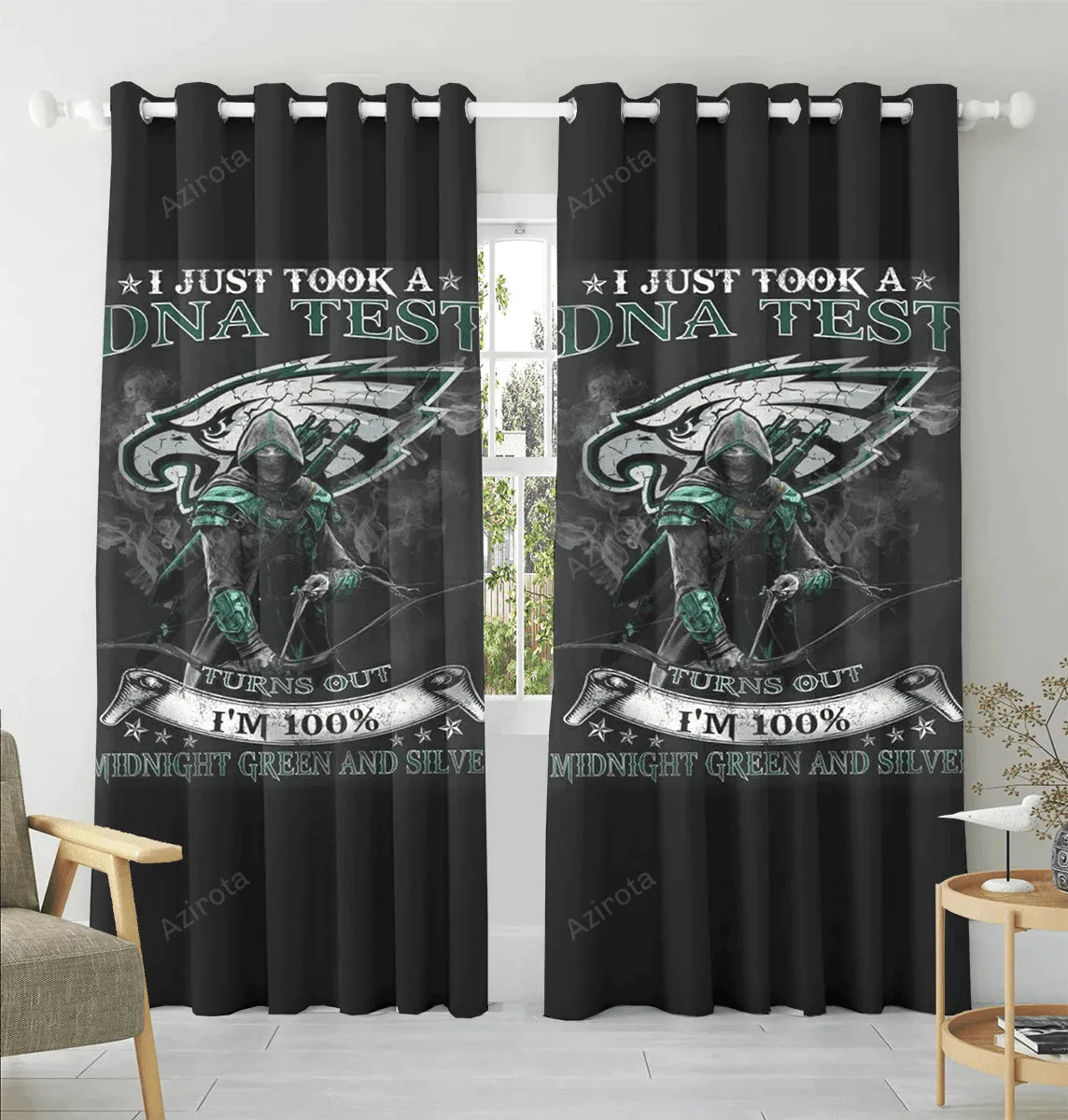 Philadelphia Eagles 100 DNA Test Blackout Window Curtain 2 Panels For Living Room Bed Room Gift For Fan