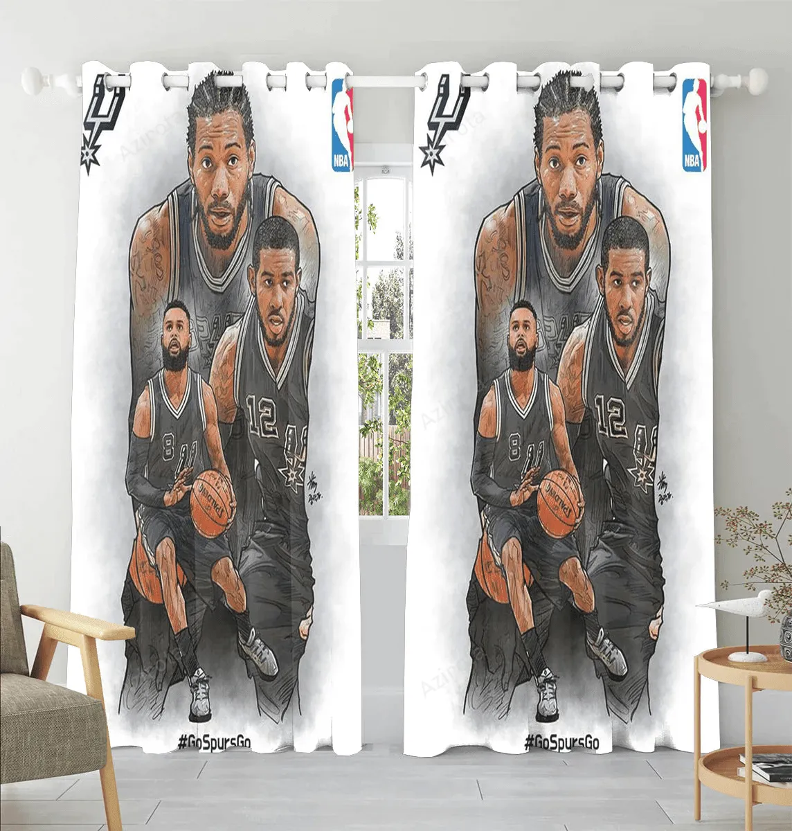 San Antonio Spurs Players Go Spurs Go Window Curtain