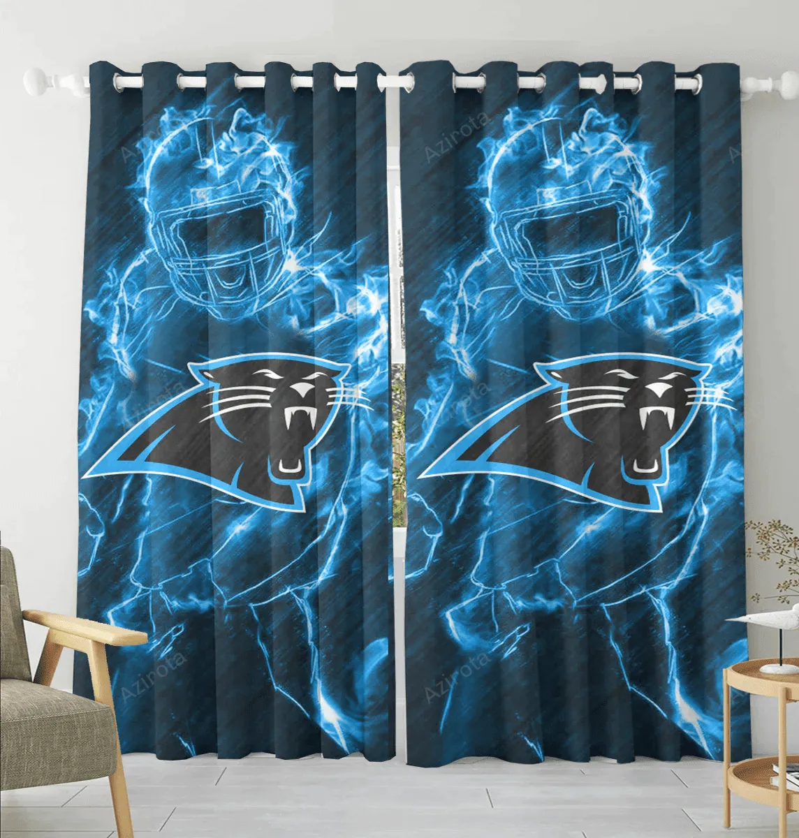 Carolina Panthers Legend Blackout Window Curtain 2 Panels For Living Room Bed Room Gift For Fan