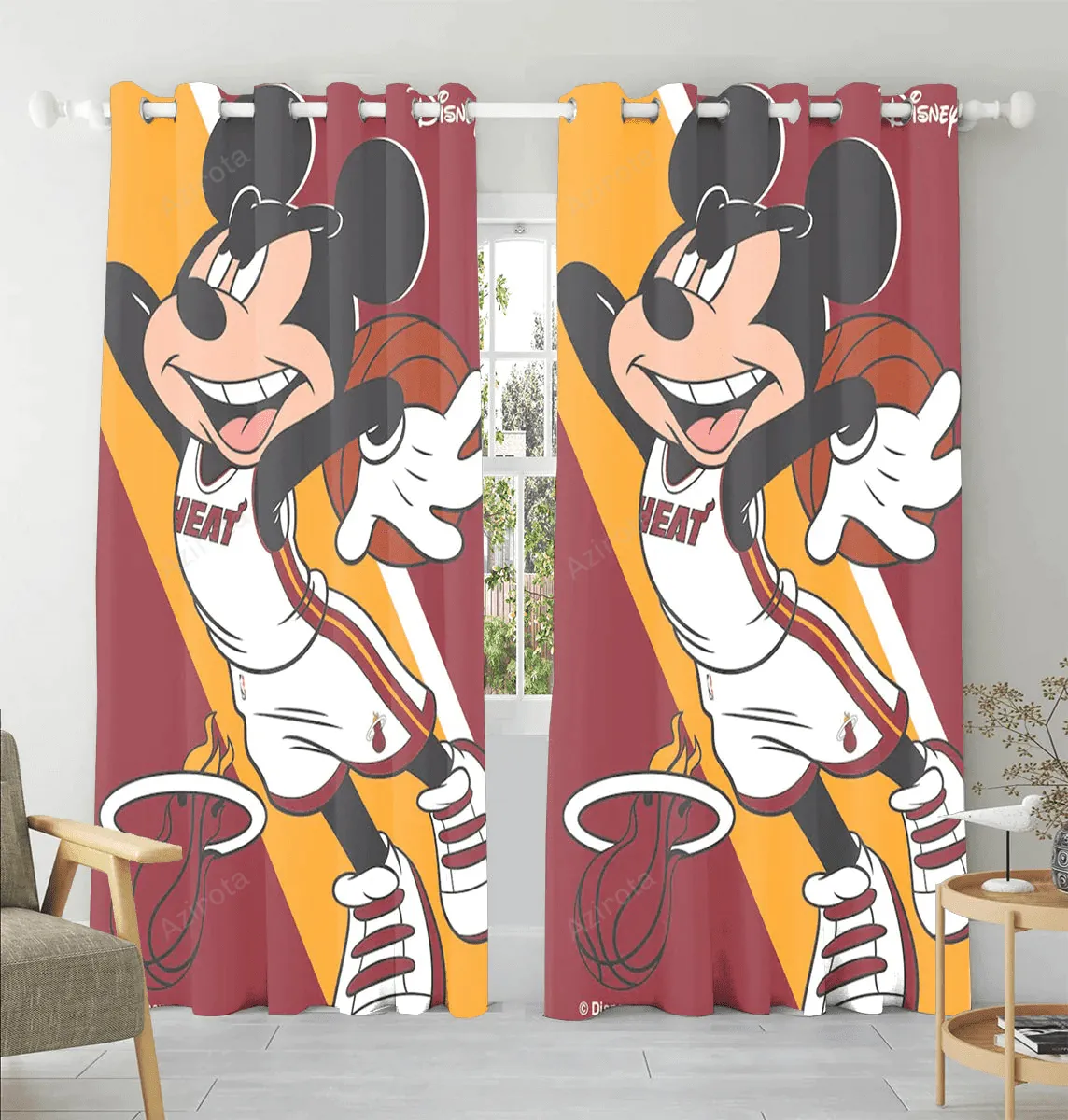 Miami Heat Mickey Playing1 Window Curtain