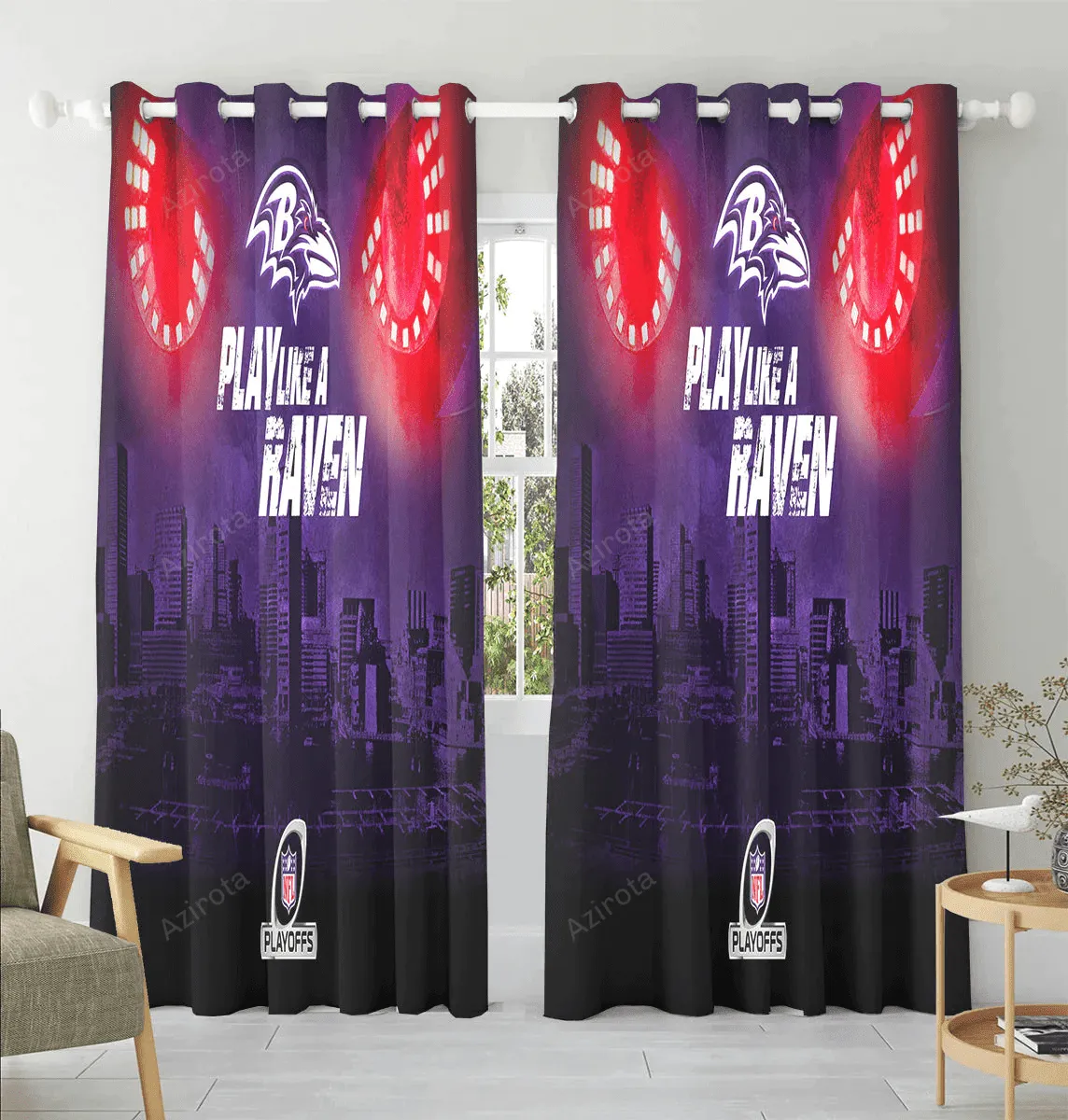 Baltimore Ravens Logo Eyes Window Curtain
