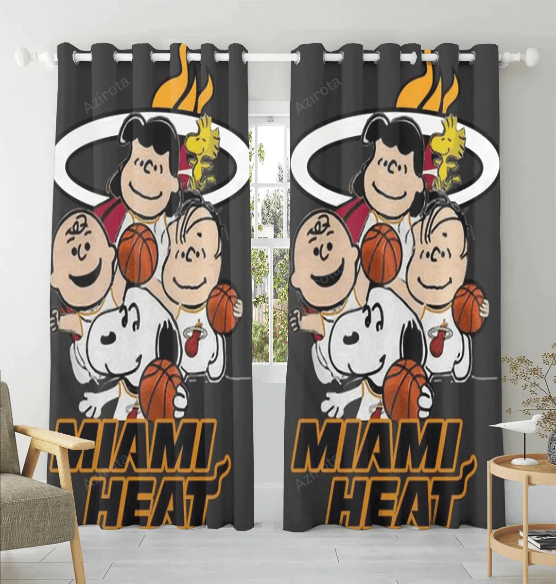Miami Heat Snoopy And Friends Window Curtain