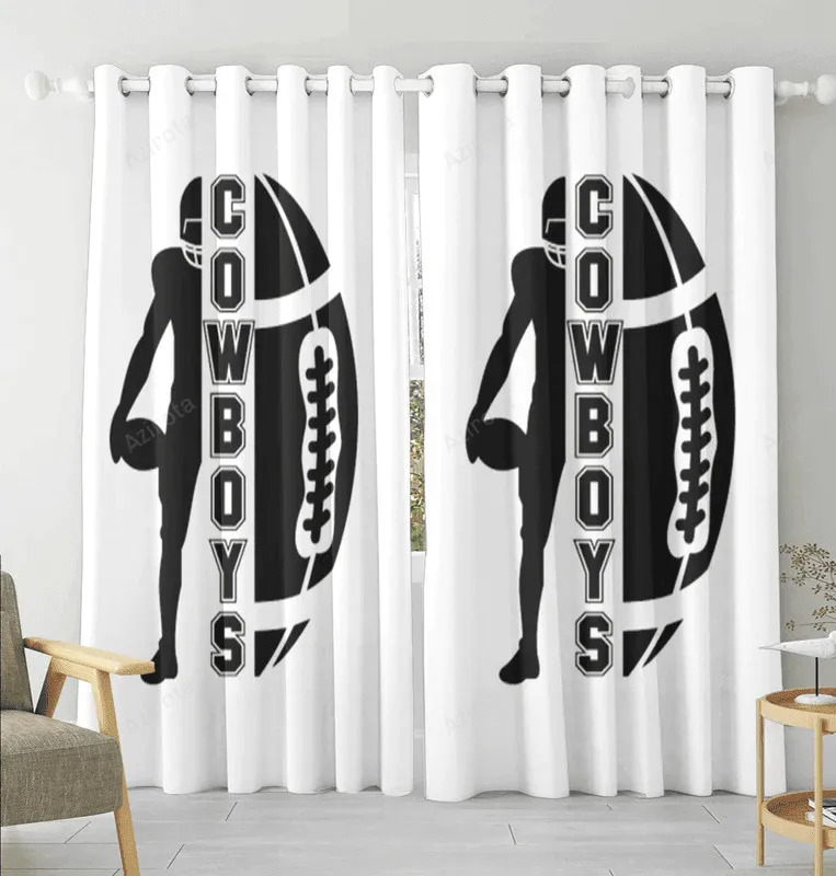 Dallas Cowboys Player With Ball Blackout Window Curtain 2 Panels For Living Room Bed Room Gift For Fan