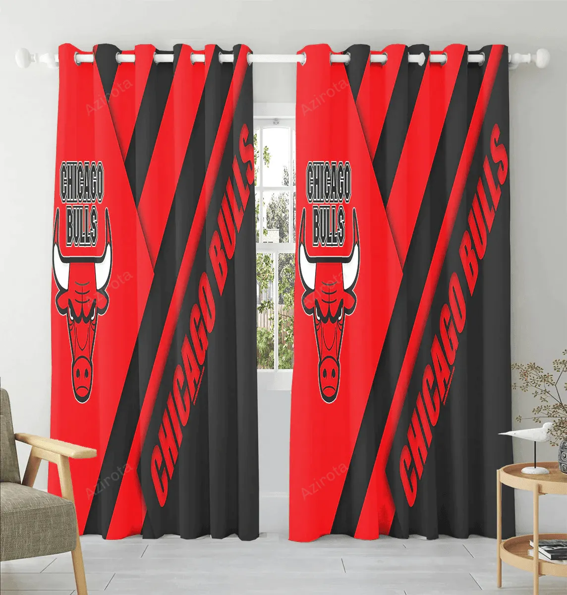 Chicago Bulls Emblem v12 Window Curtain