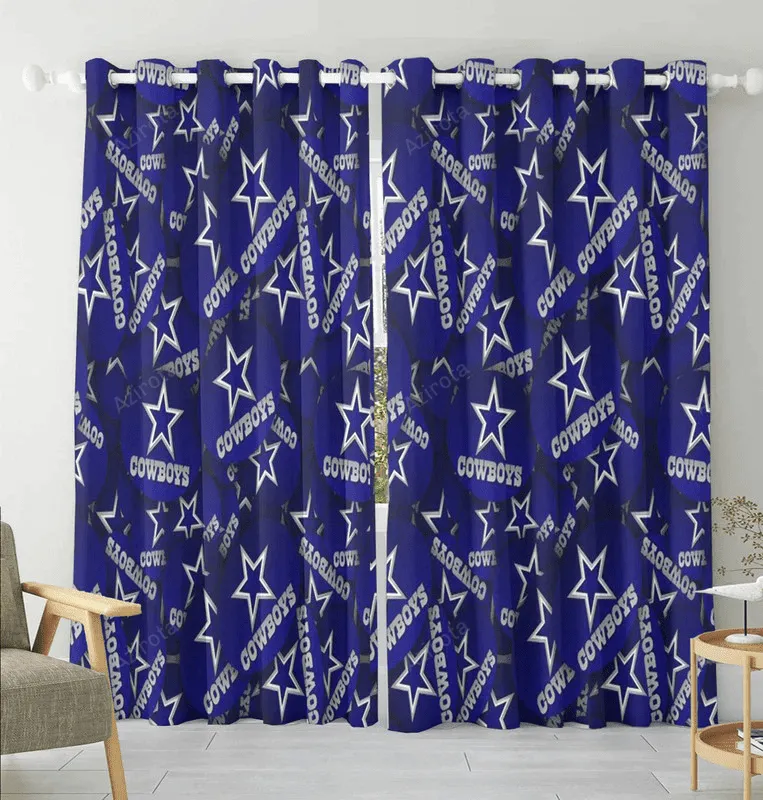 Dallas Cowboys Dallas Star Navy Blackout Window Curtain 2 Panels For Living Room Bed Room Gift For Fan