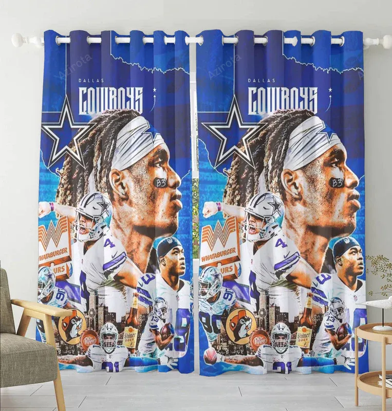 Dallas Cowboys Players Food Blackout Window Curtain 2 Panels For Living Room Bed Room Gift For Fan