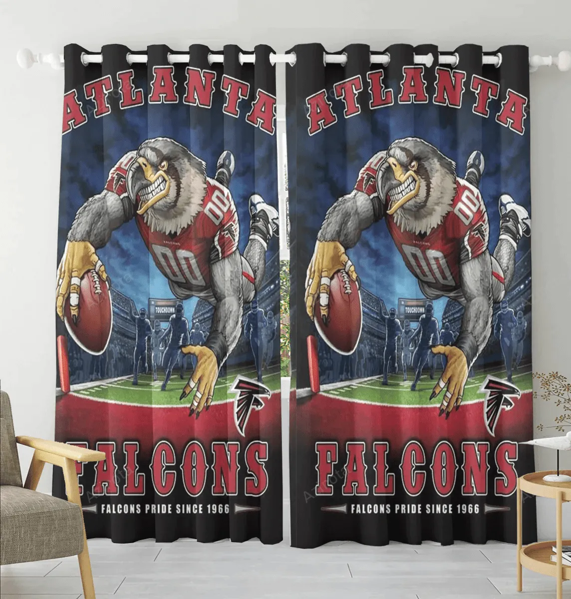 Atlanta Falcons Poster Est 1966 Blackout Window Curtain 2 Panels For Living Room Bed Room Gift For Fan