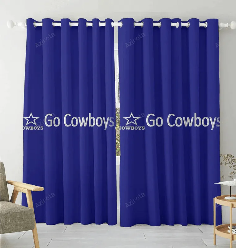Dallas Cowboys Go Cowboys Navy Blackout Window Curtain 2 Panels For Living Room Bed Room Gift For Fan