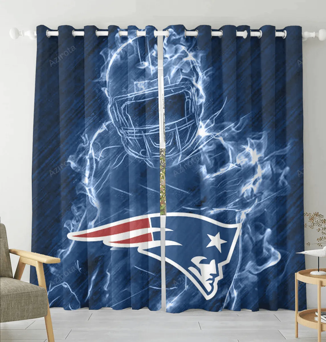 New England Patriots Legend v1 Blackout Window Curtain 2 Panels For Living Room Bed Room Gift For Fan