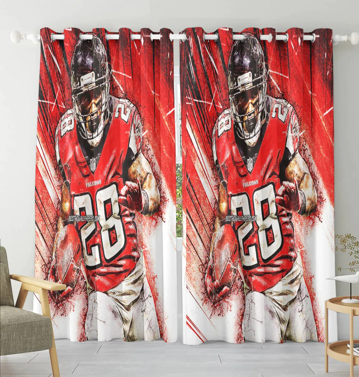 Atlanta Falcons Terron Ward 28 Blackout Window Curtain 2 Panels For Living Room Bed Room Gift For Fan