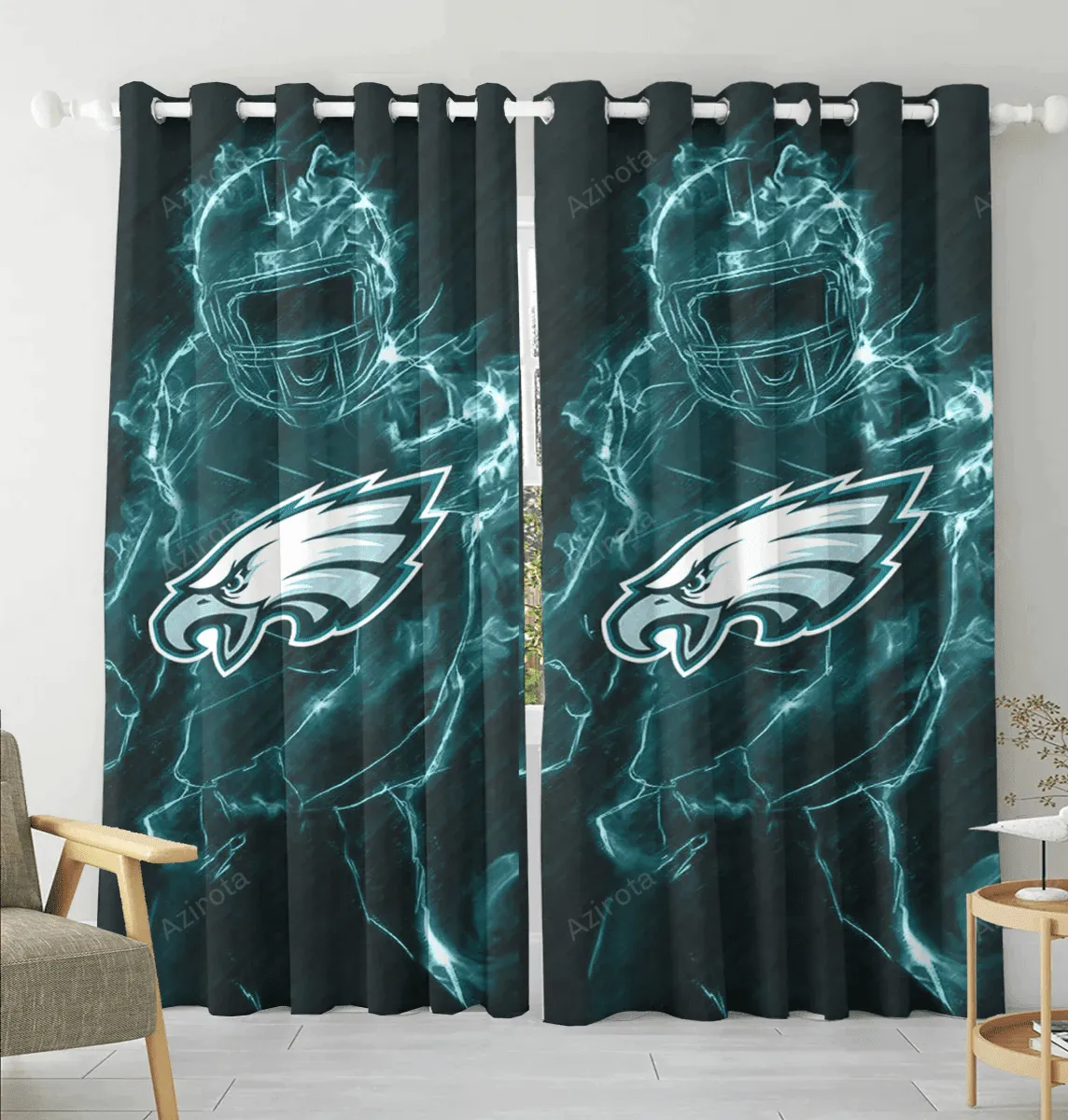 Philadelphia Eagles Legend Blackout Window Curtain 2 Panels For Living Room Bed Room Gift For Fan