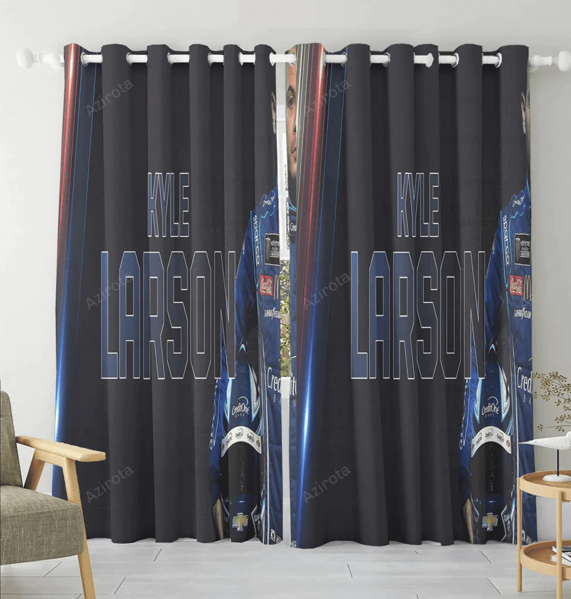 Chip Ganassi Racing Kyle Larson3 Blackout Window Curtain 2 Panels For Living Room Bed Room Gift For Fan