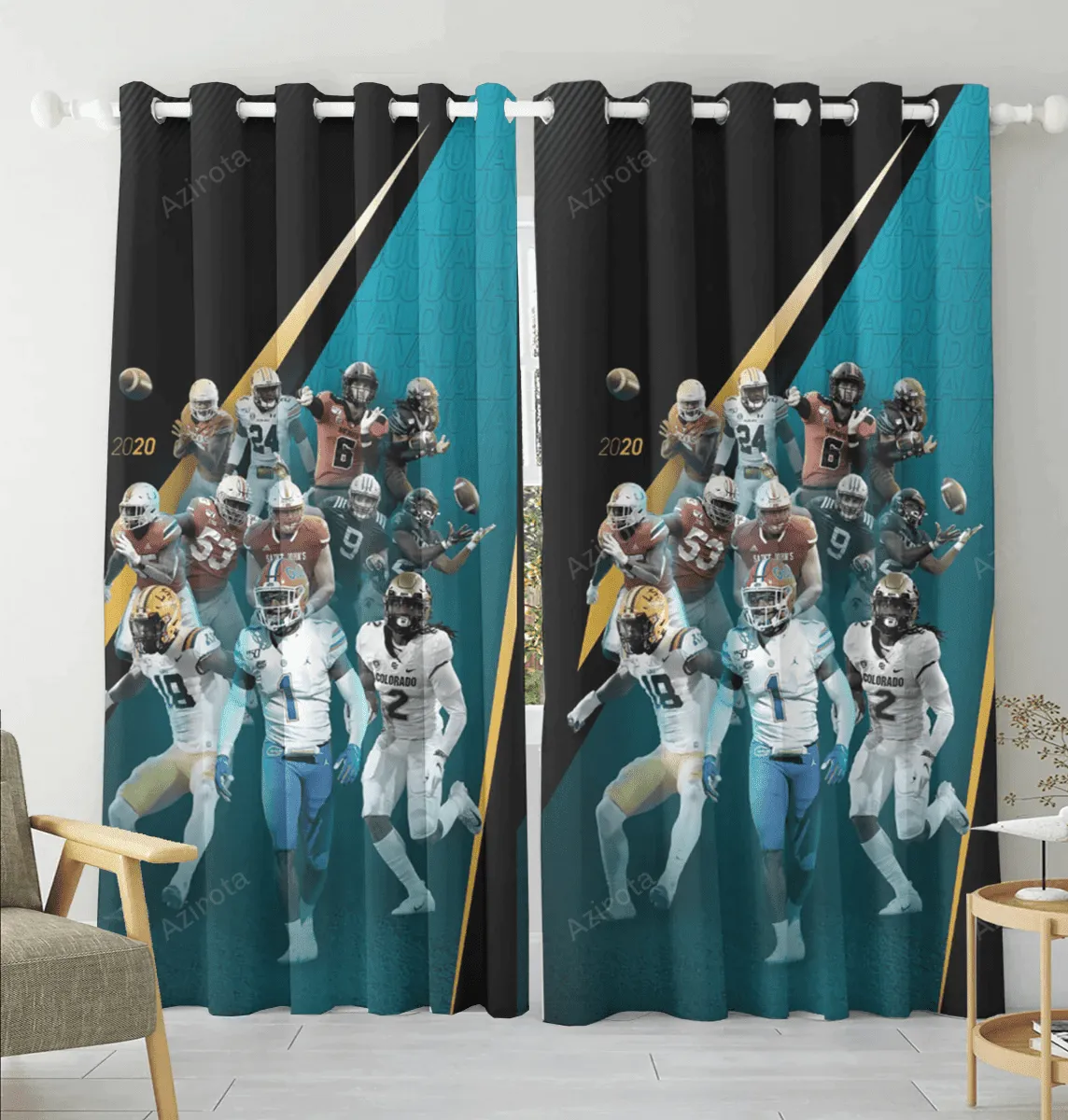 Jacksonville Jaguars Team v7 Blackout Window Curtain 2 Panels For Living Room Bed Room Gift For Fan