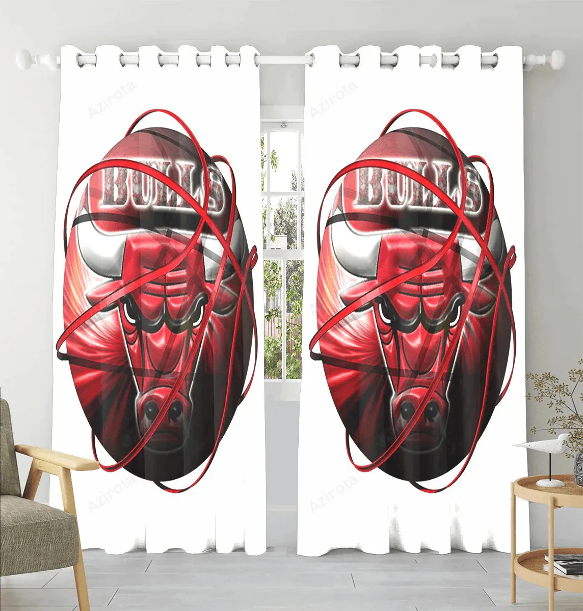 Chicago Bulls Emblem v10 Window Curtain