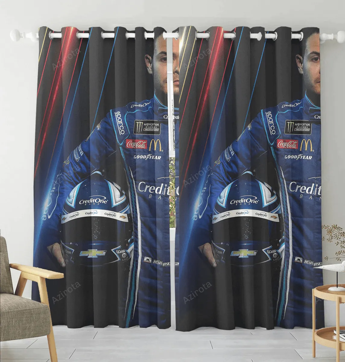 Chip Ganassi Racing Kyle Larson1 Blackout Window Curtain 2 Panels For Living Room Bed Room Gift For Fan
