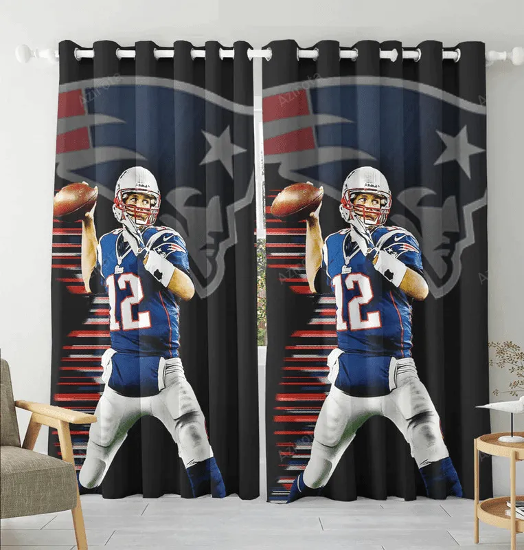New England Patriots Tom New England Patriots Throwing Ball Blackout Window Curtain 2 Panels For Living Room Bed Room Gift For Fan