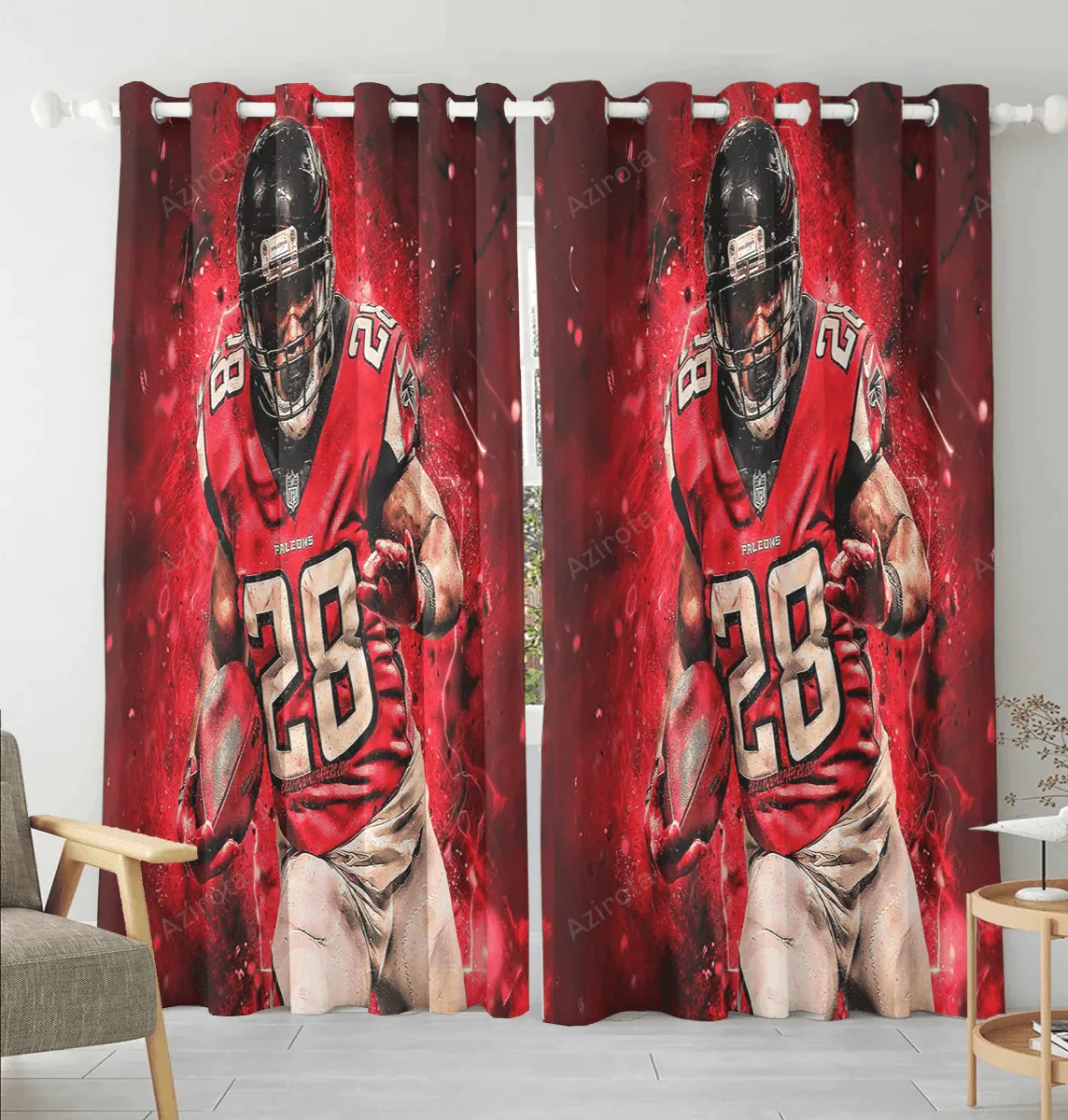 Atlanta Falcons Terron Ward 28 v2 Blackout Window Curtain 2 Panels For Living Room Bed Room Gift For Fan