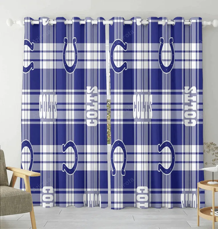 Indianapolis Colts7 Blackout Window Curtain 2 Panels For Living Room Bed Room Gift For Fan