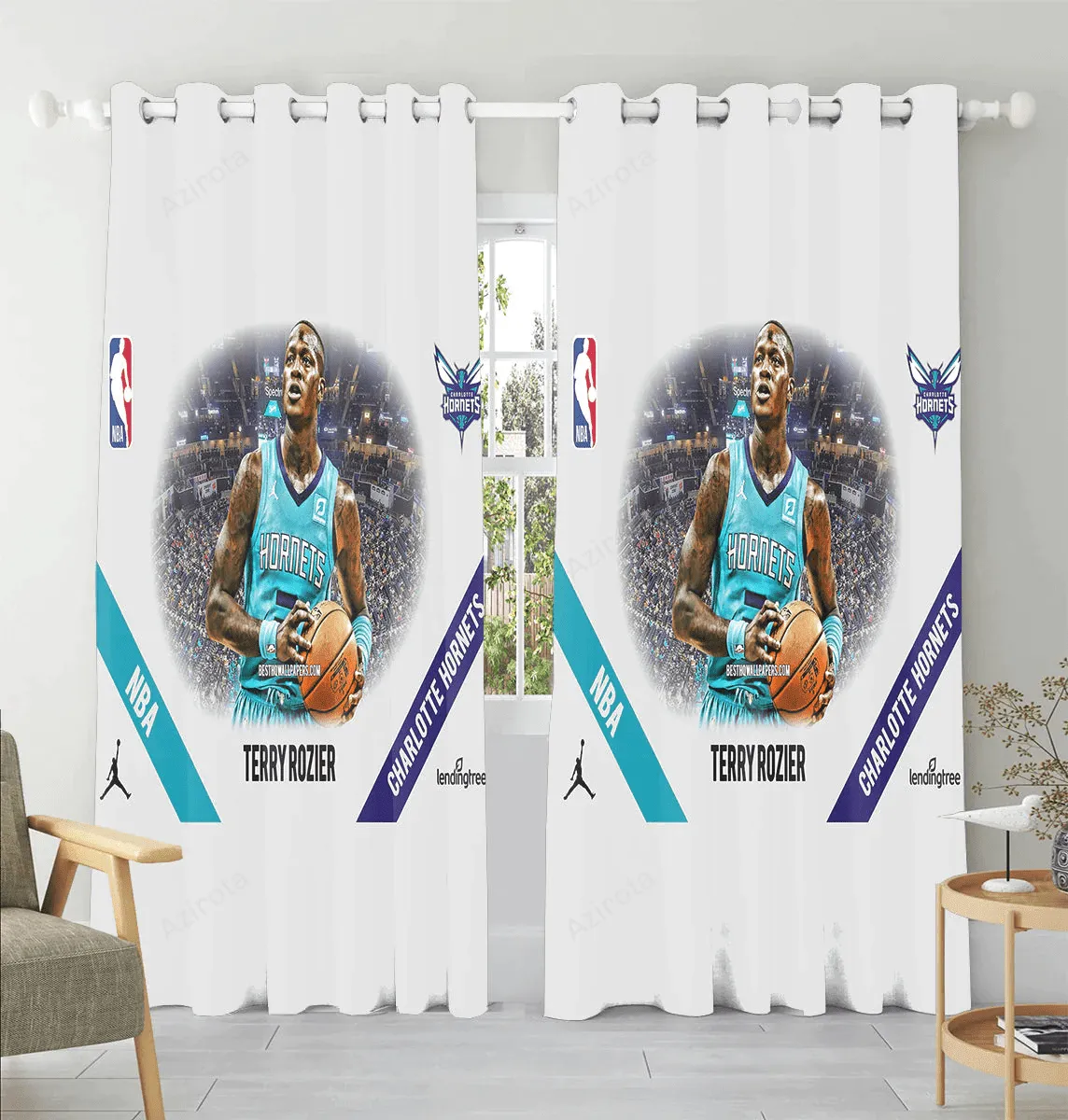 Charlotte Hornets Terry Rozier1 Window Curtain