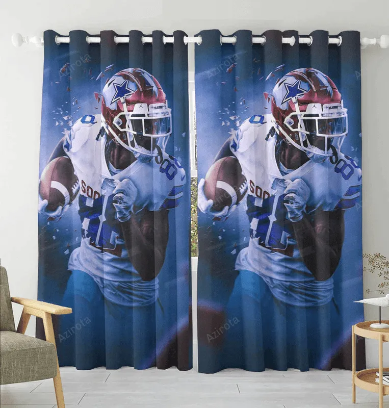 Dallas Cowboys Michael Runing Blackout Window Curtain 2 Panels For Living Room Bed Room Gift For Fan