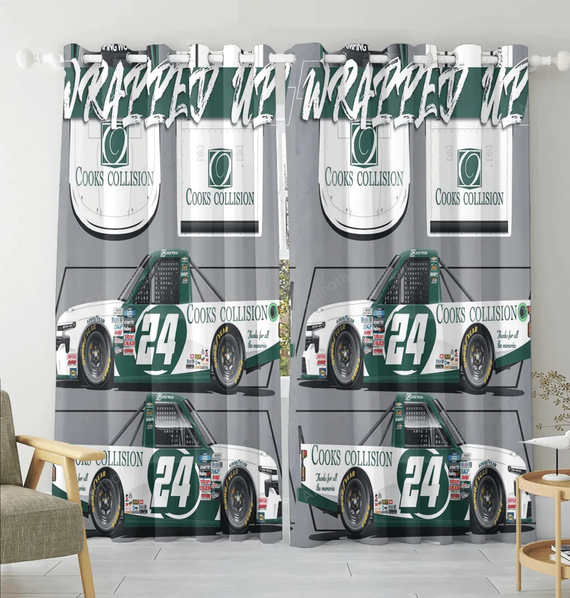 GMS Racing Cars12 Blackout Window Curtain 2 Panels For Living Room Bed Room Gift For Fan