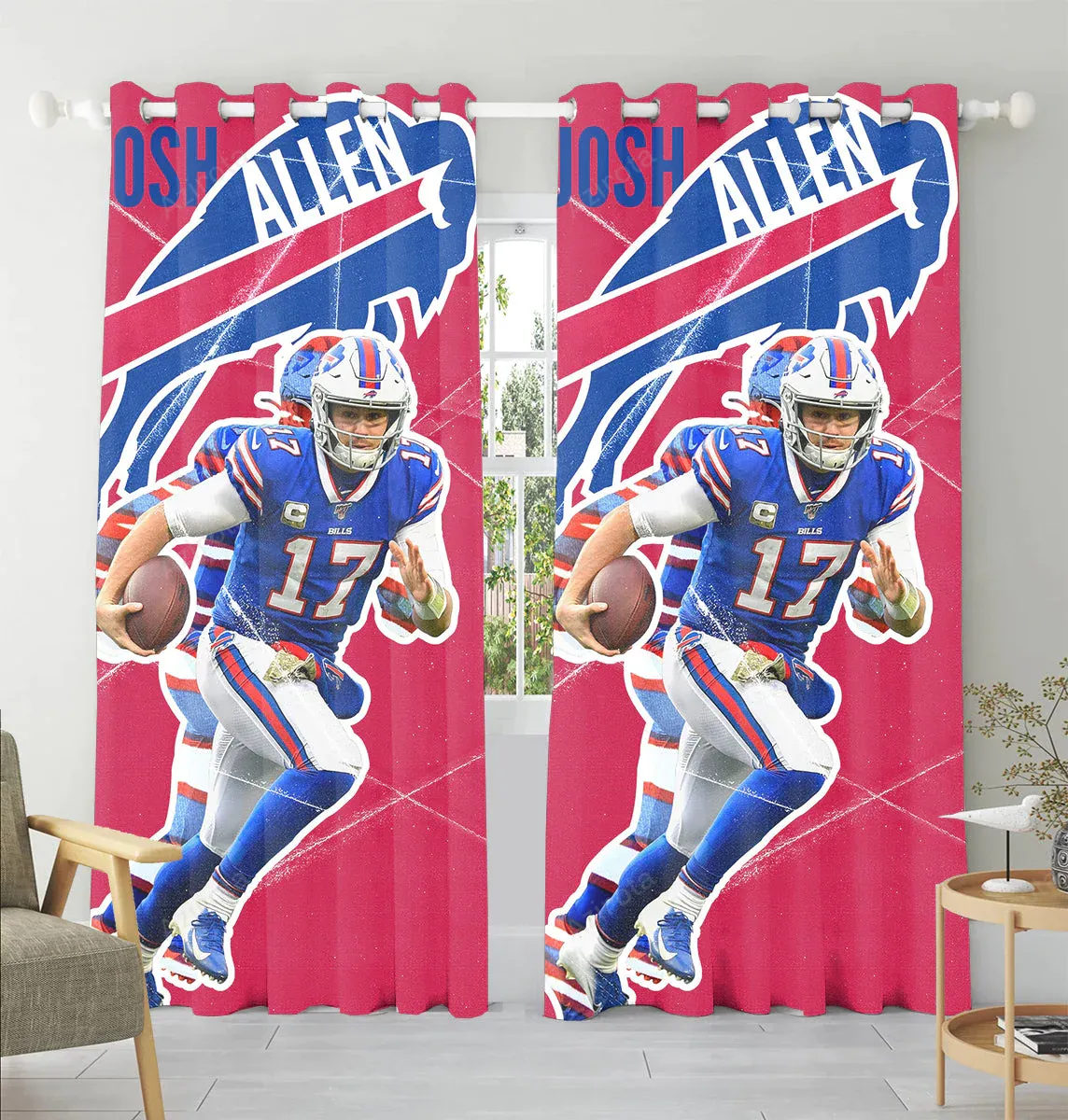 Buffalo Bills 17 Josh Allen Window Curtain