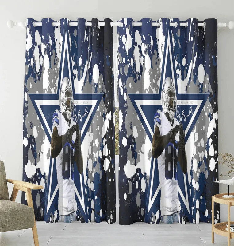 Dallas Cowboys Player Painting Star Blackout Window Curtain 2 Panels For Living Room Bed Room Gift For Fan