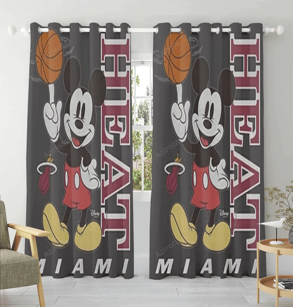 Miami Heat Mickey Playing2 Window Curtain