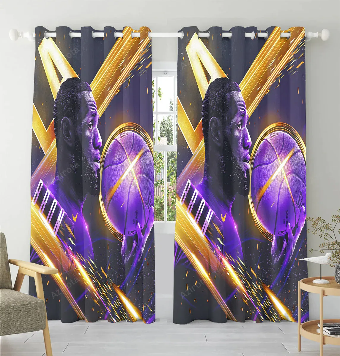 Los Angeles Laker 23 Lebron James v36 Window Curtain