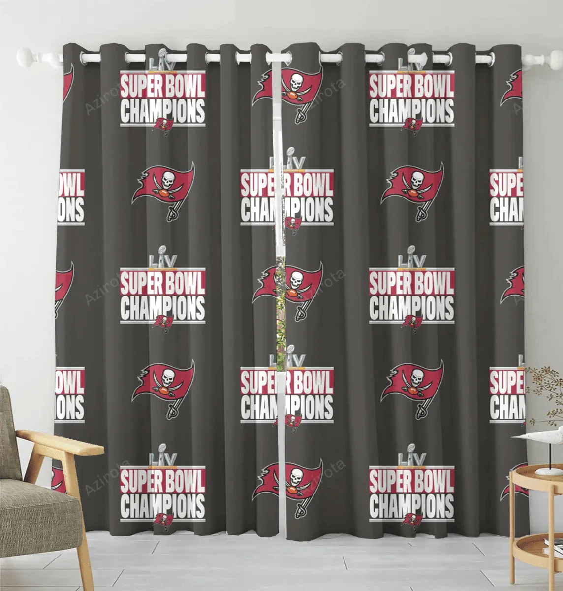 Tampa Bay Buccaneers Champions v36 Blackout Window Curtain 2 Panels For Living Room Bed Room Gift For Fan
