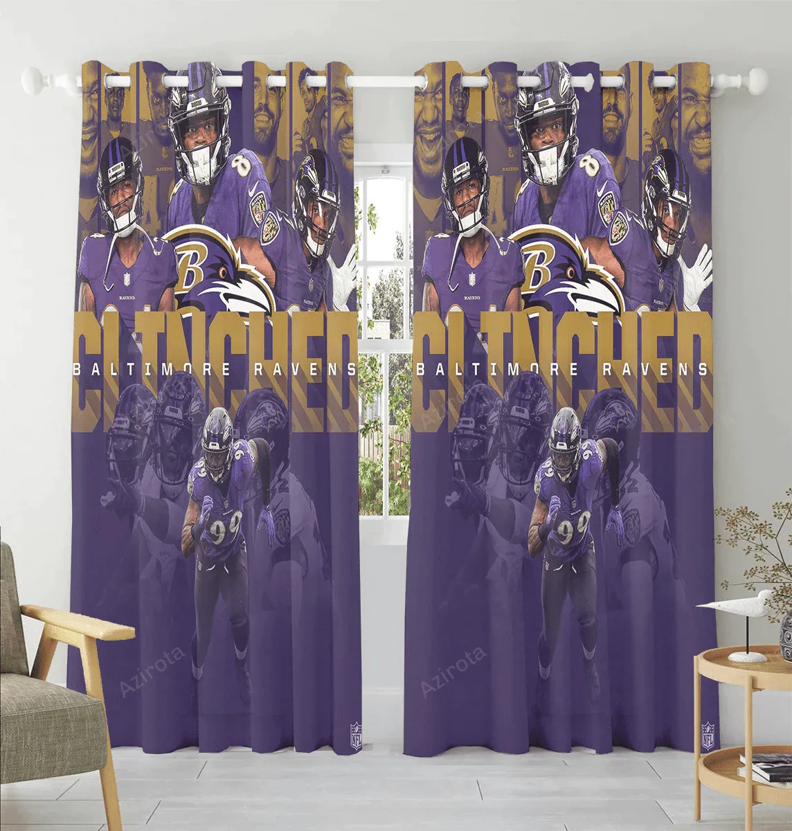 Baltimore Ravens Clinched Team2 Window Curtain